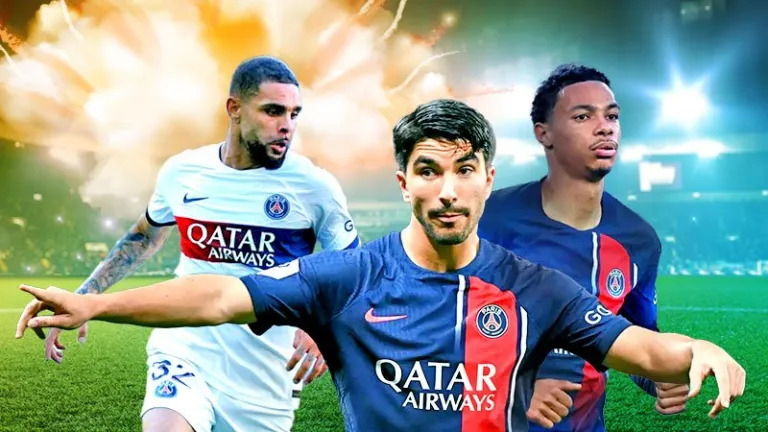 Layvin Kurzawa, Carlos Soler (giữa) và Ekitike trong đội PSG