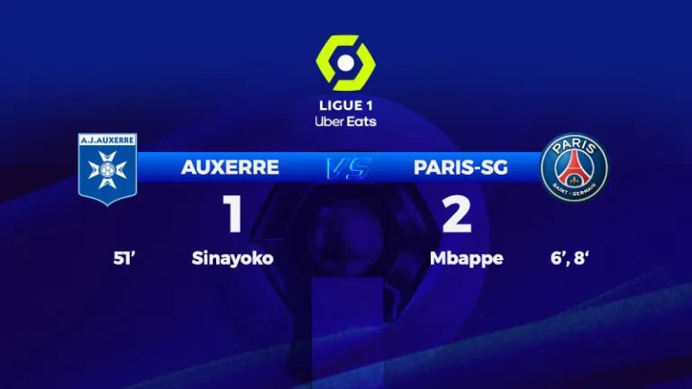 chiến thắng sát nút 2-1 trong trận đấu giữa PSG vs Auxerre trước Auxerre